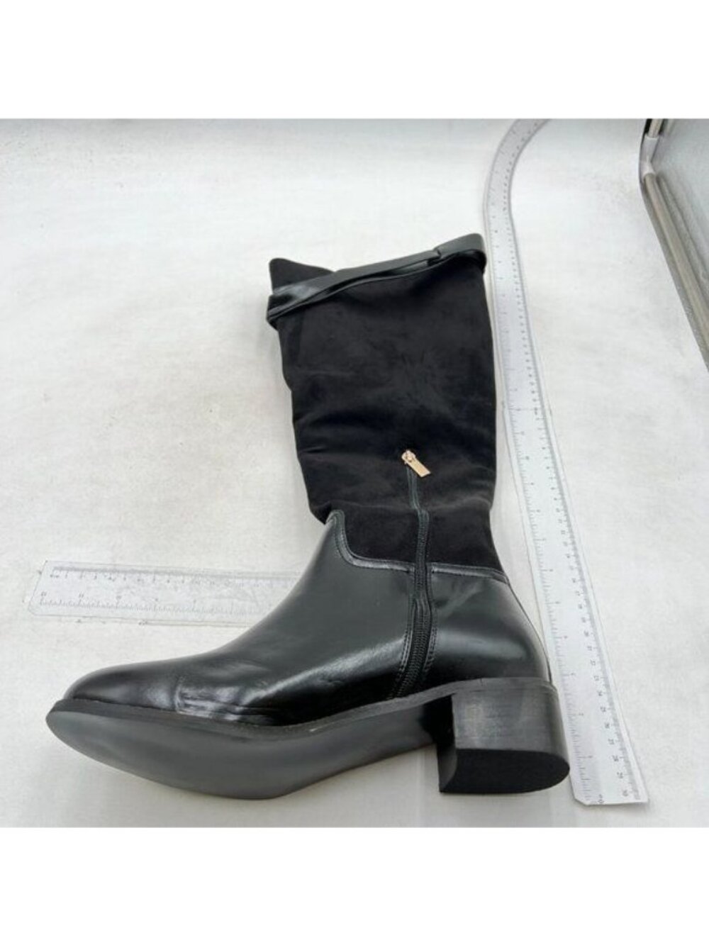 Womens Knee High Boots Round Toe Chunky Block Heels Suede Fashion Winter Booties